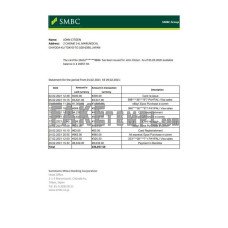 Japan Sumitomo Mitsui Banking Corporation (SMBC) fake bank statement Excel and PDF template