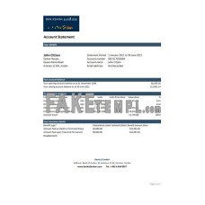 Jordan Bank of Jordan fake bank statement Excel and PDF template