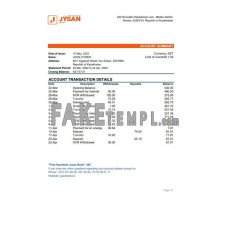 Kazakhstan First Heartland Jusan fake bank statement Excel and PDF template