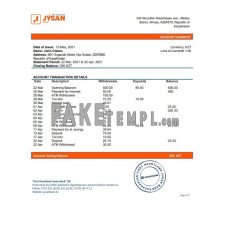 Kazakhstan First Heartland Jusan fake bank statement Word and PDF template