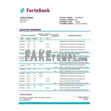 Kazakhstan Forte fake bank statement Excel and PDF template