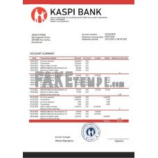 Kazakhstan Kaspi fake bank statement Word and PDF template