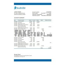 Kuwait Burgan fake bank statement Excel and PDF template