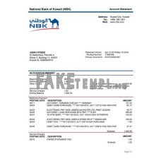 Kuwait National Bank of Kuwait (NBK) fake bank statement Word and PDF template