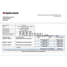 Kyrgyzstan Optima fake bank statement Word and PDF template