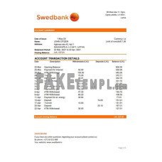 Latvia Swedbank fake bank statement Word and PDF template, version 2