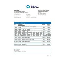 Lebanon BBAC fake bank statement Excel and PDF template