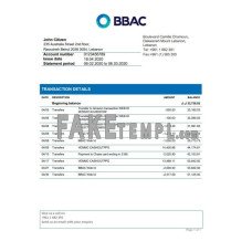 Lebanon BBAC fake bank statement Word and PDF template