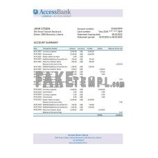 Liberia Access fake bank statement Excel and PDF template