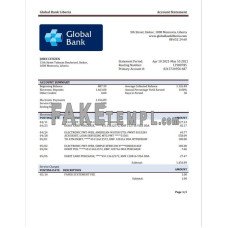 Liberia Global fake bank statement Excel and PDF template