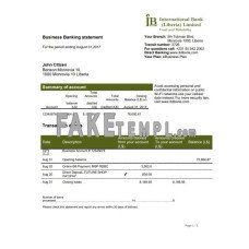 Liberia IB International fake bank statement Word and PDF template