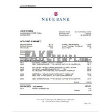 Liechtenstein Neue AG fake bank statement Word and PDF template