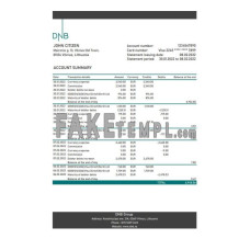 Lithuania DNB fake bank statement Excel and PDF template