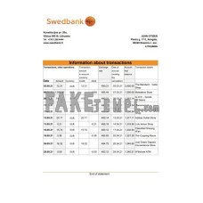 Lithuania Swedbank fake bank statement Excel and PDF template