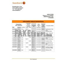 Lithuania Swedbank fake bank statement Word and PDF template