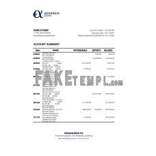 Luxembourg Advanzia fake bank statement Excel and PDF template