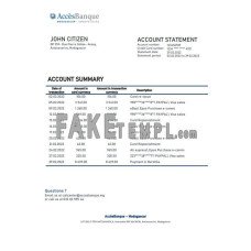 Madagascar Acces Banque fake bank statement Word and PDF template