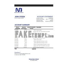 Malawi National Bank of Malawi fake bank statement Excel and PDF template