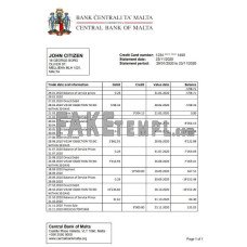 Malta Central Bank of Malta fake bank statement Word and PDF template