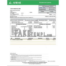 Mexico Afirme fake bank statement photoshop template PSD