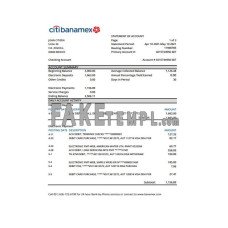 Mexico Citibanamex fake bank statement Excel and PDF template