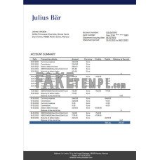 Monaco Julius Bar fake bank statement Word and PDF template