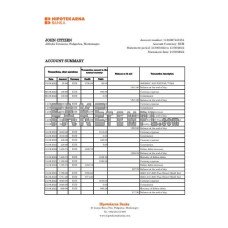 Montenegro Hipotekarna fake bank statement Excel and PDF template