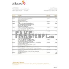 Pakistan Al Baraka fake bank statement Excel and PDF template