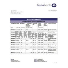 Pakistan Faysal fake bank statement Word and PDF template