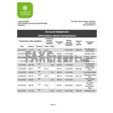 Palestine Quds fake bank statement Word and PDF template