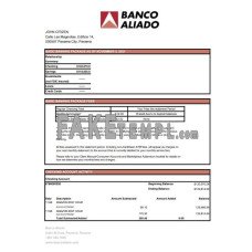 Panama Banco Aliado fake bank statement Excel and PDF template