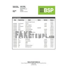 Papua New Guinea BSP fake bank statement Word and PDF template