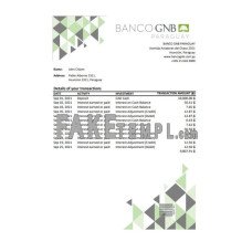 Paraguay Banco Continental S.A.E.C.A. fake bank statement Excel and PDF template