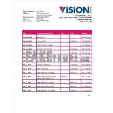 Paraguay Vision Banco fake bank statement Word and PDF template