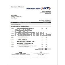 Peru Banco de Credito del Peru (BCP) fake bank statement Word and PDF template