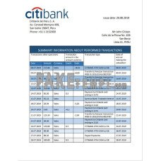 Peru Citibank fake bank statement Word and PDF template