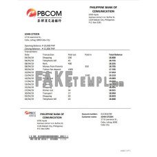 Philippines Bank of Communications fake bank statement Word and PDF template