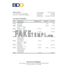 Philippines BDO fake bank statement Excel and PDF template