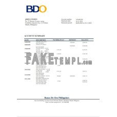 Philippines BDO fake bank statement Word and PDF template