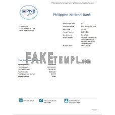 Philippines National Bank (PNB) fake bank statement Word and PDF template