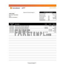 Philippines Unionbank fake bank statement Excel and PDF template