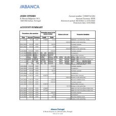 Portugal Abanca fake bank statement Excel and PDF template