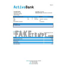 Portugal Activobank S.A. fake bank statement Excel and PDF template