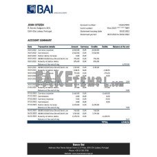 Portugal Banco BAI Europa fake bank statement Excel and PDF template