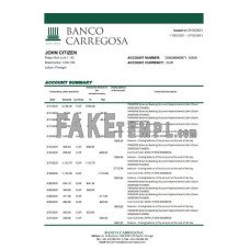 Portugal Banco Carregosa fake bank statement Excel and PDF template