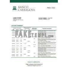 Portugal Banco Carregosa fake bank statement Word and PDF template