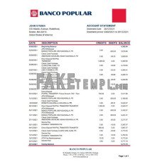 Portugal Banco Popular fake bank statement Excel and PDF template