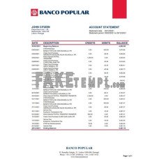 Portugal Banco Popular fake bank statement Word and PDF template