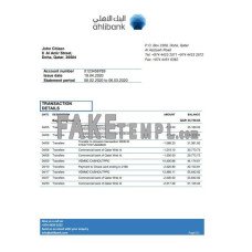 Qatar Ahlibank fake bank statement Word and PDF template