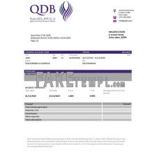 Qatar Development fake bank statement Word and PDF template